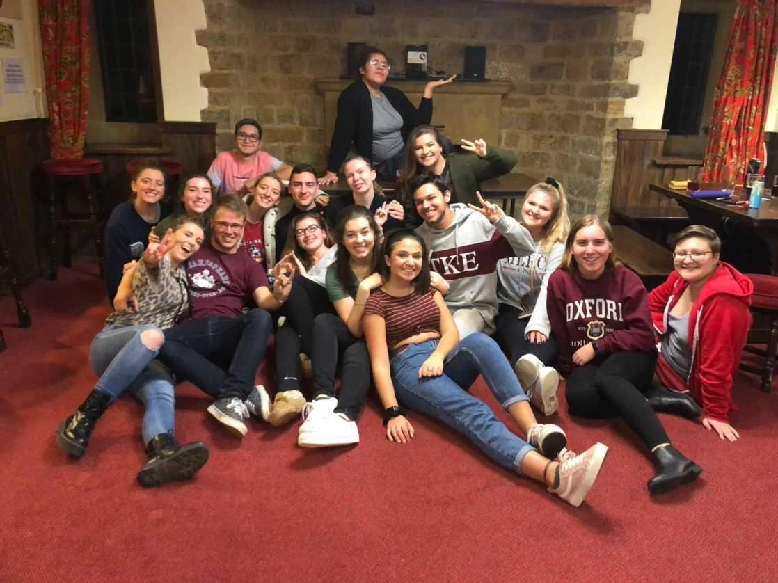 Wroxton College students in the Buttery for a social tea time