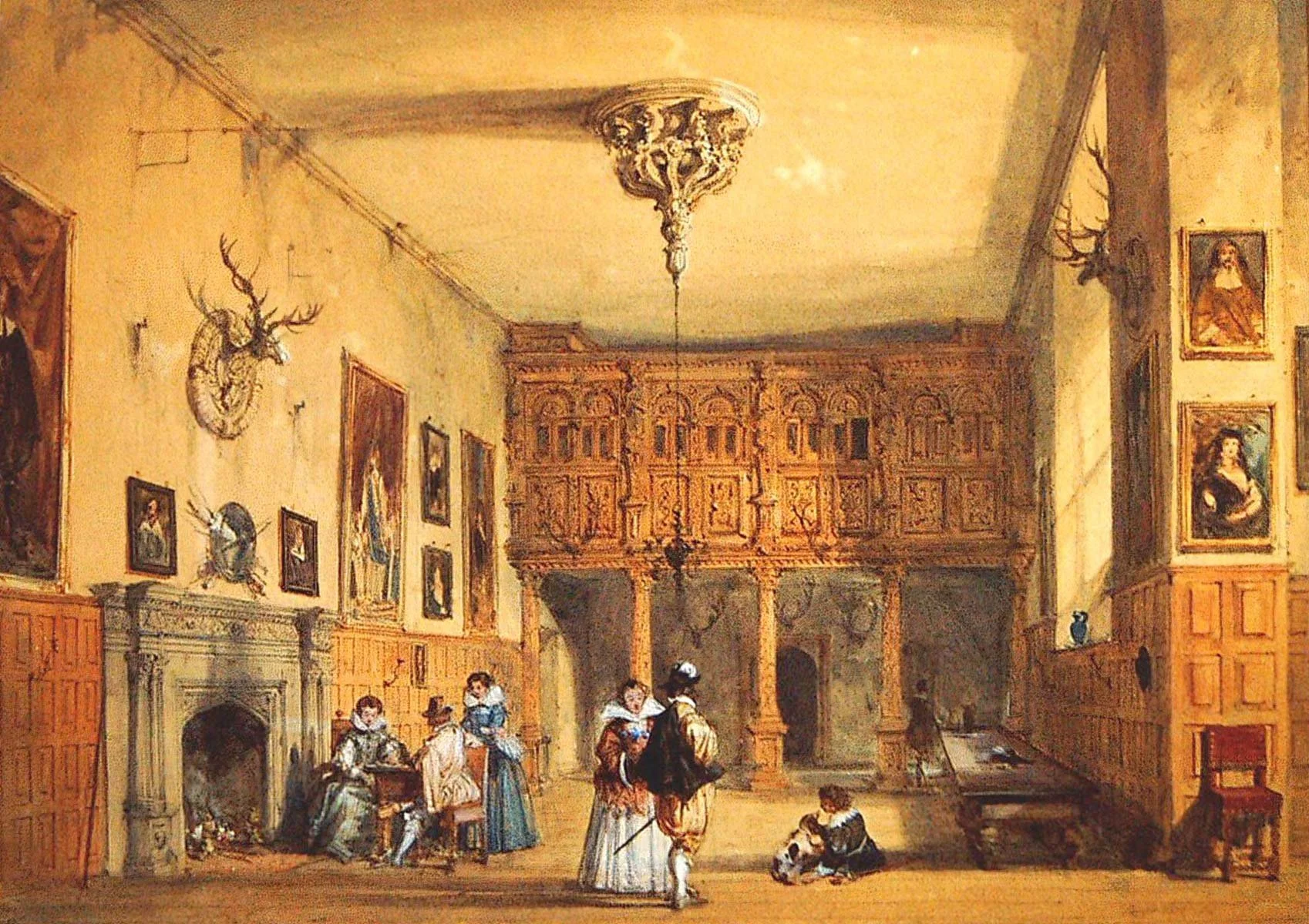 The Mansions of England in the Olden Time, by Joseph Nash, 1839; plate C, “The Hall.”