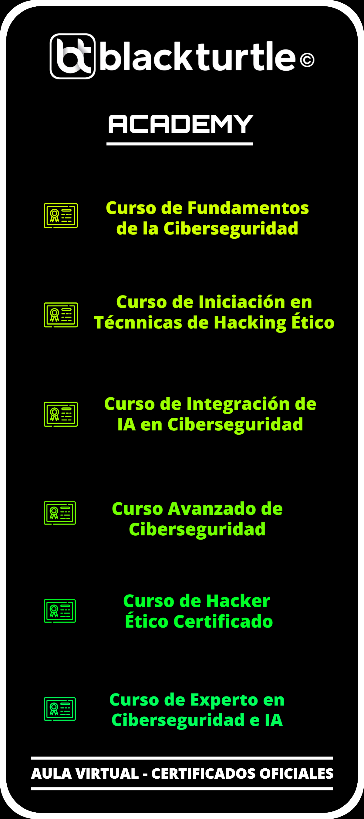 Certificados, diplomas, online, IA, ciberseguridad