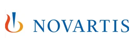 Novartis logo with orange and blue design