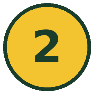 Yellow circle with a green border and the number 2 in the center.