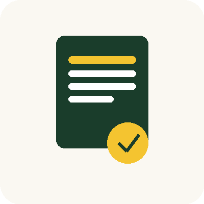 A mobile device with a checkmark icon at the bottom right corner.