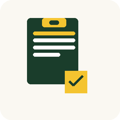 Illustration of a clipboard with a checklist and a yellow checkmark box