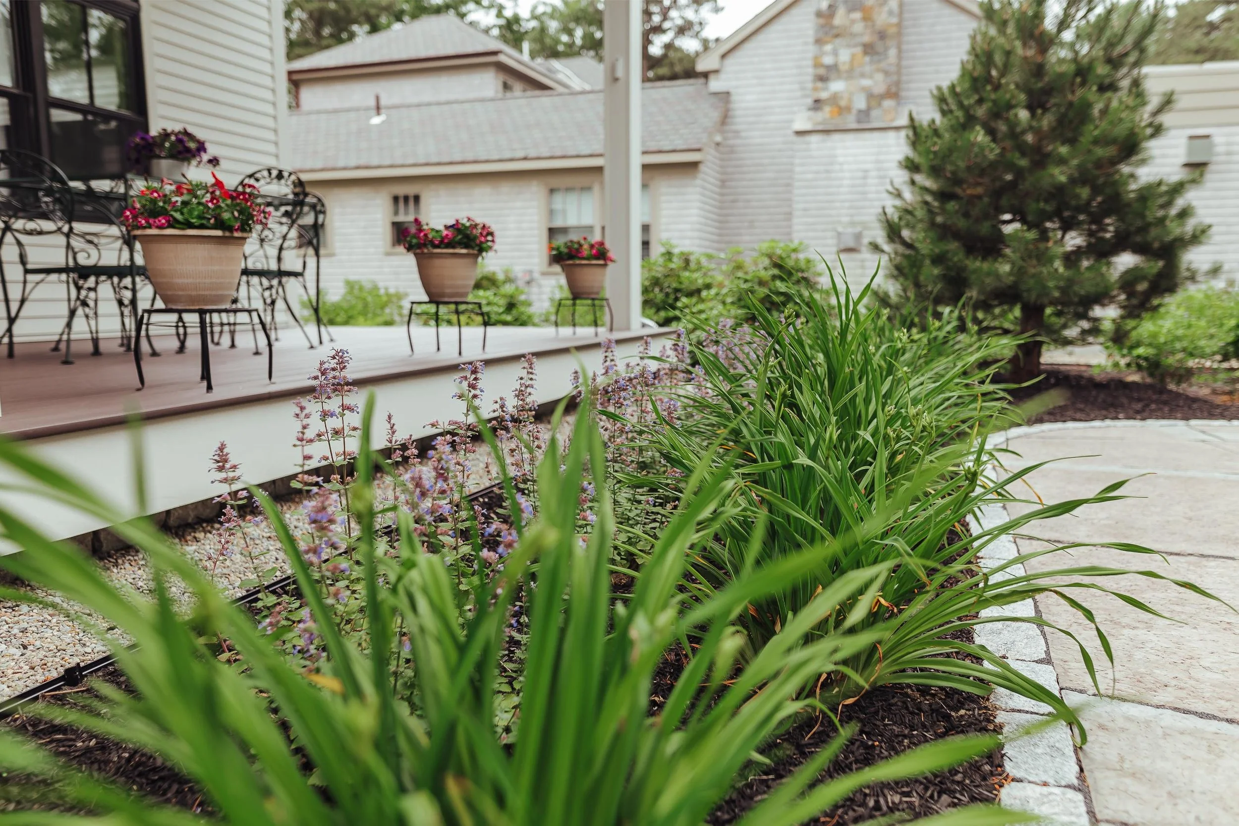 Front yard garden design in Bridgewater, MA