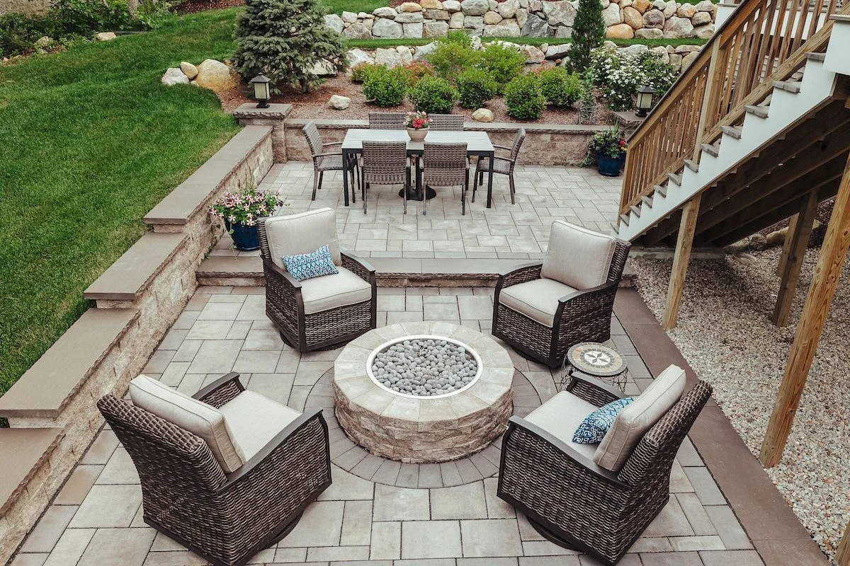 Stone patio and fire pit