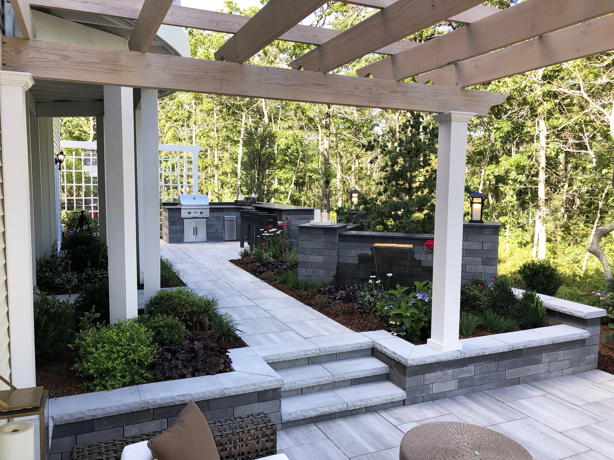 Landscaping materials used for patio in Bridgewater, MA