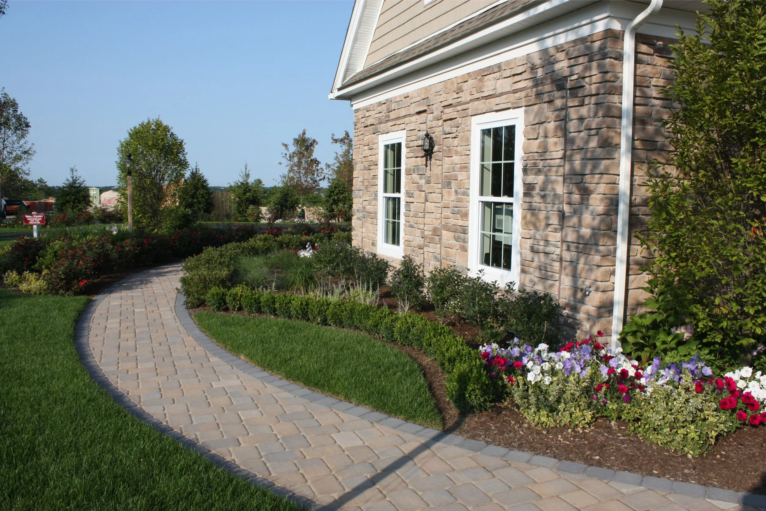 Stone walkway landscaping in Norwell, MA