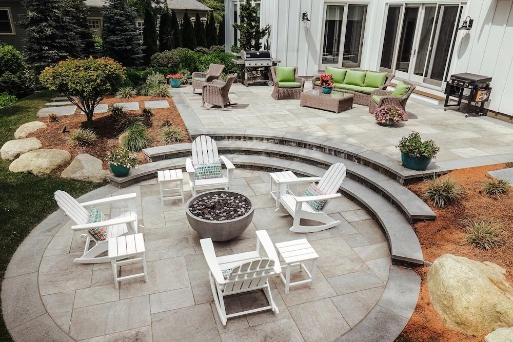 Outdoor fireplace design in Kingston, MA