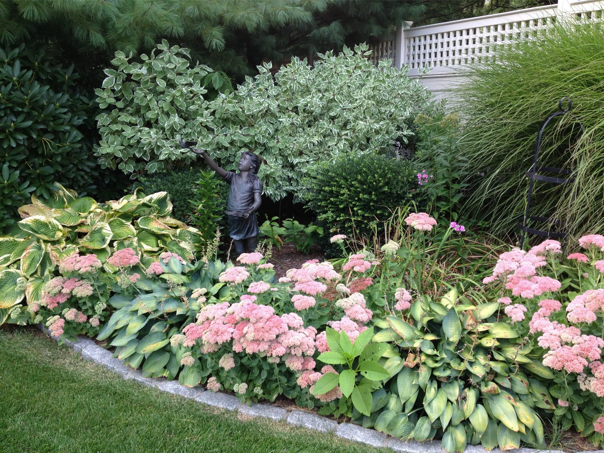 Backyard garden landscaping in Duxbury, MA