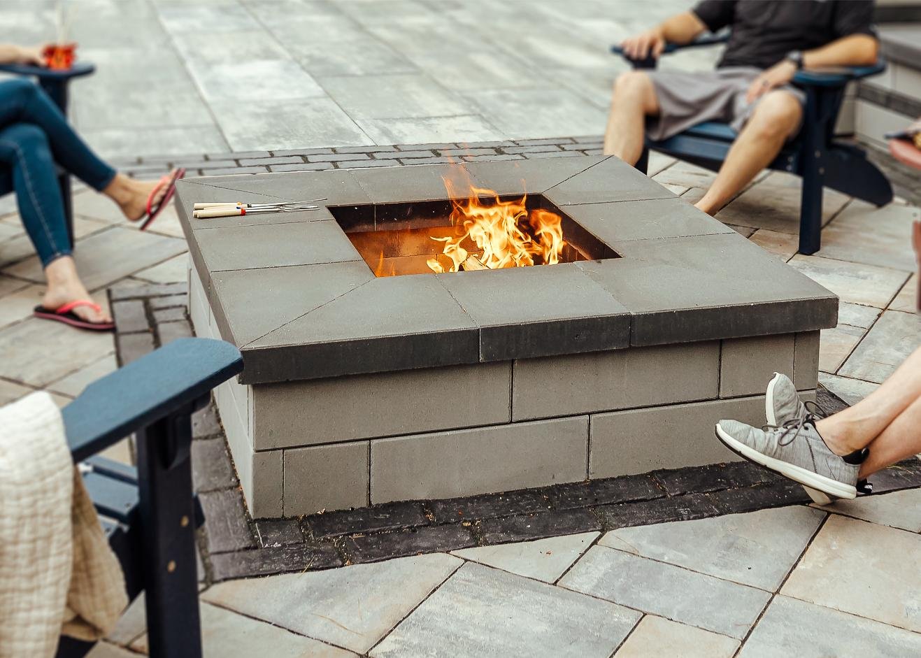 Backyard fire pit installation in Duxbury, MA