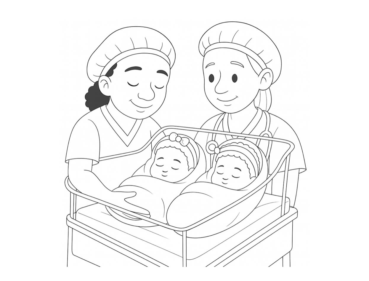 Allison & Brooke in Hospital Coloring Page (Free Resource)