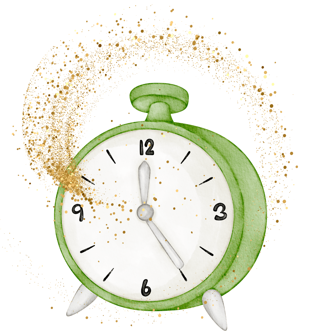 A clock representing that it’s the right time for children ages 5–7 to progress.