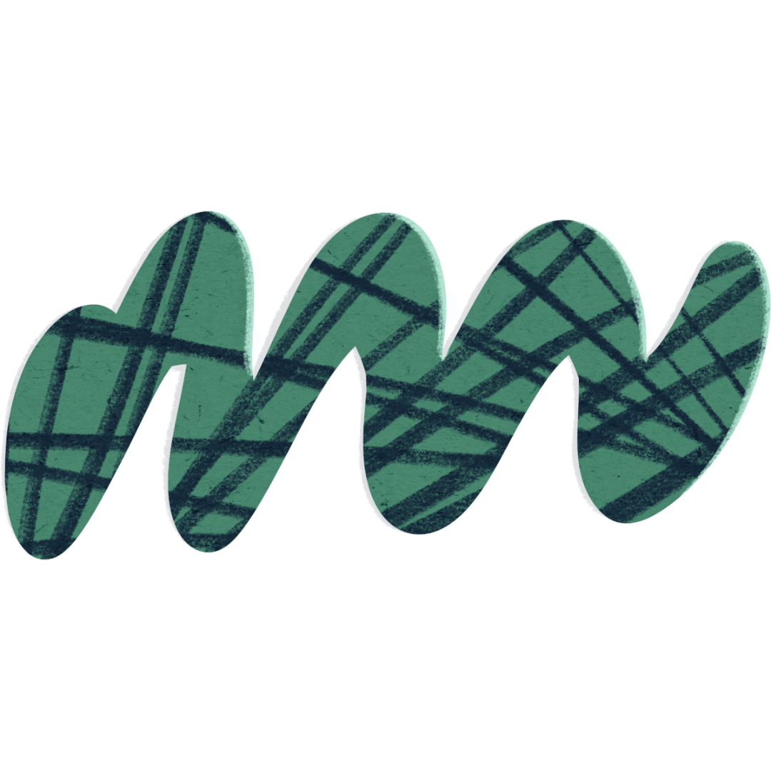 Different shades of green doodle lines.