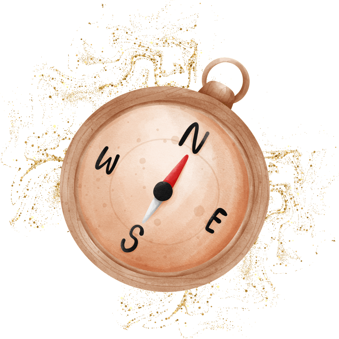 Compass representing the origins of the Muslim Explorers Arabic program.