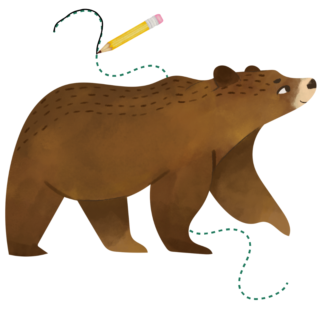 Bear and pencil tracing line highlighting fun worksheets & activities