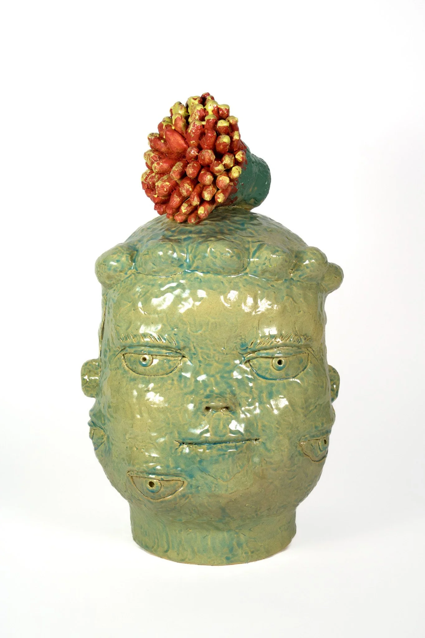 Green Head with Flower