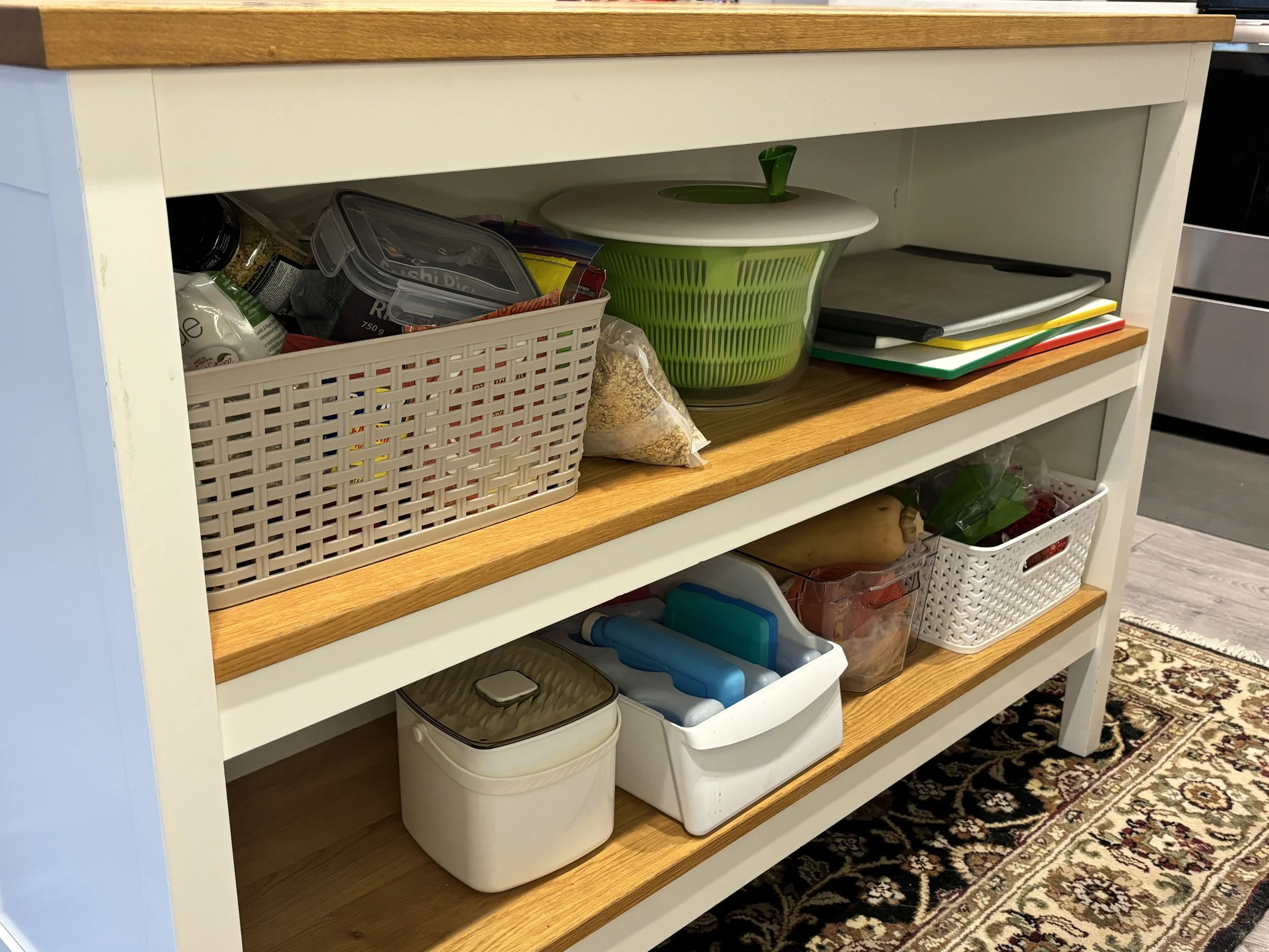 BEFORE: Kitchen island was the miscellaneous storage. 
