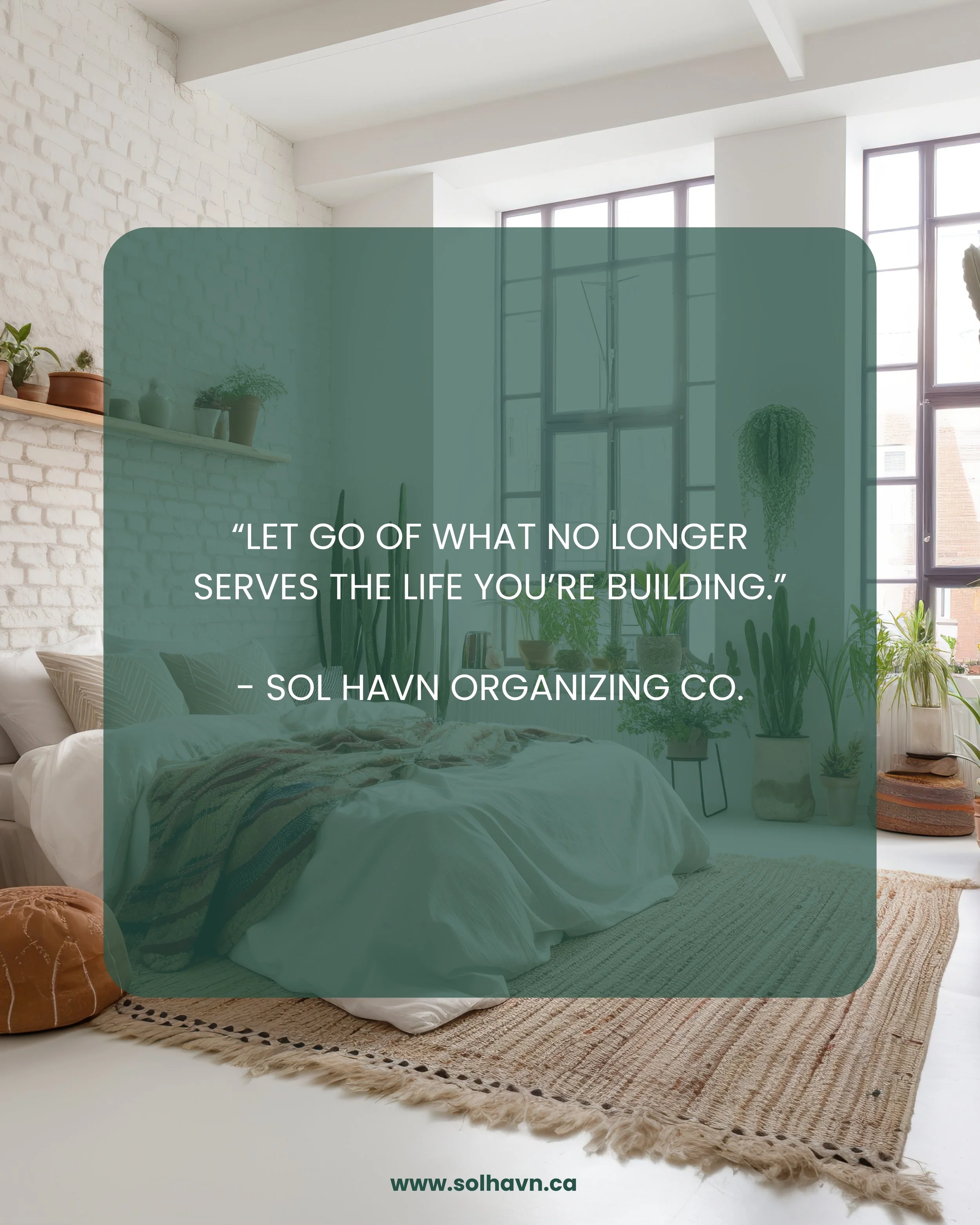 A social media quote sharing an introspective thought about clutter.