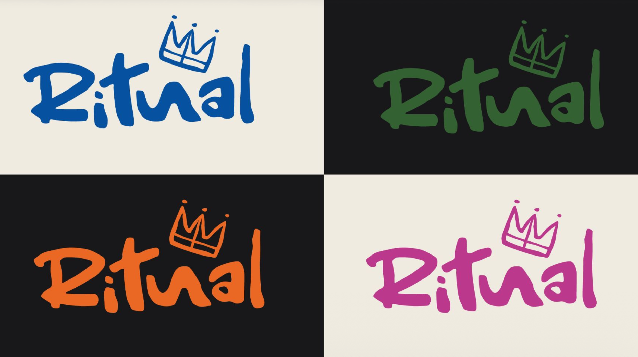 Ritual is a fictional brand developed as part of a collaborative team-based identity system. Inspired by Y2K aesthetics and a grunge visual sensibility while exploring expressive typography, color variation, and attitude-driven visuals. The following
