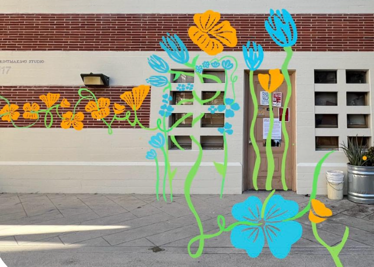 Early concept sketches mapping how illustrated elements interact with the physical space.