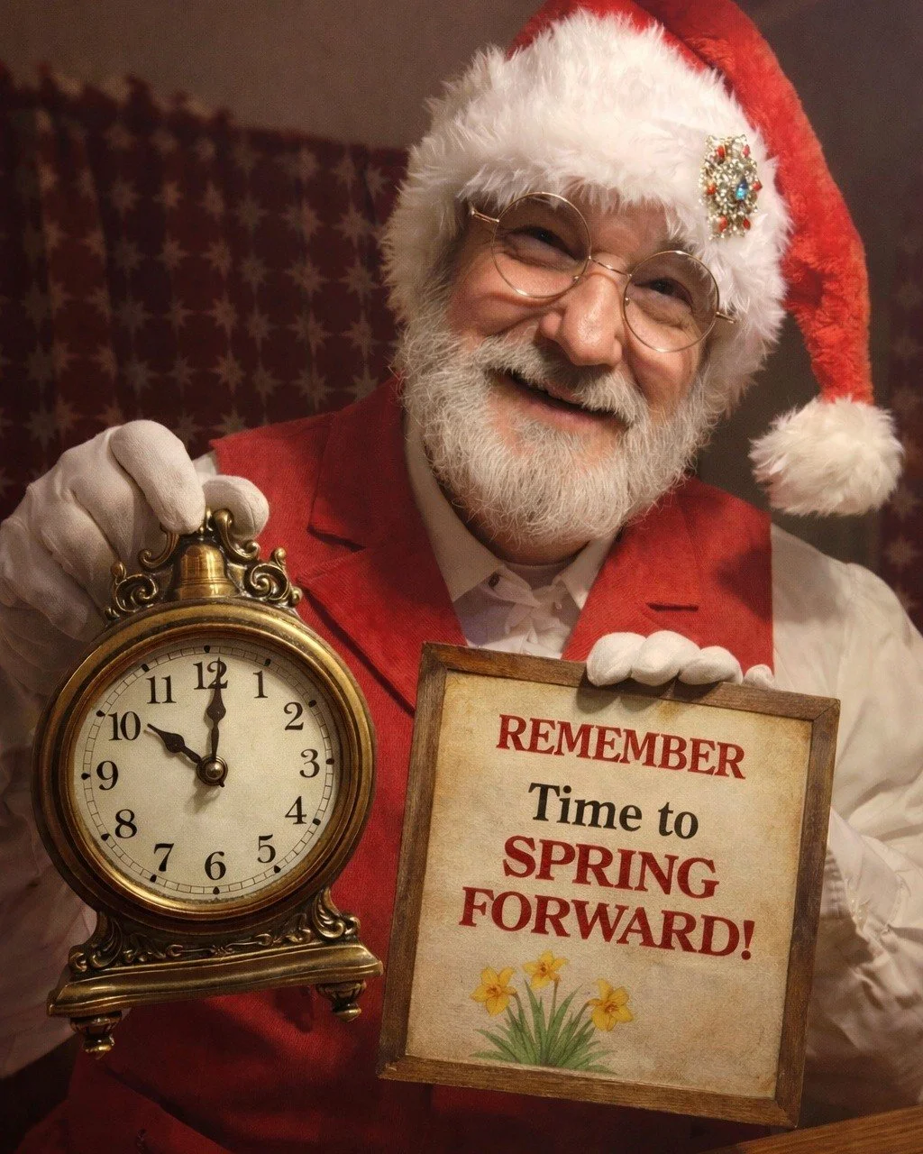Just a friendly reminder from the North Pole to change your clocks this weekend!