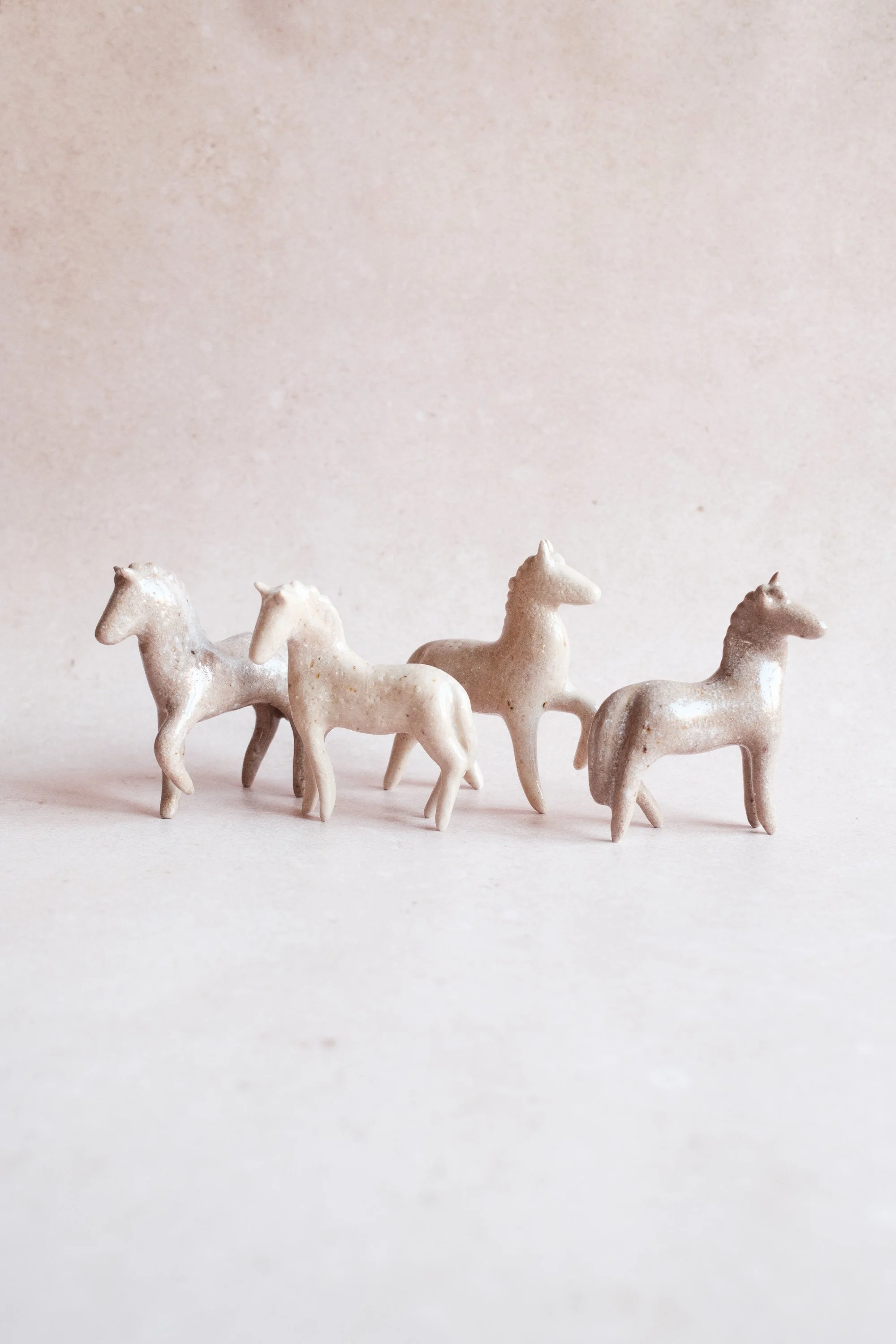 Stoneware woodash ponies