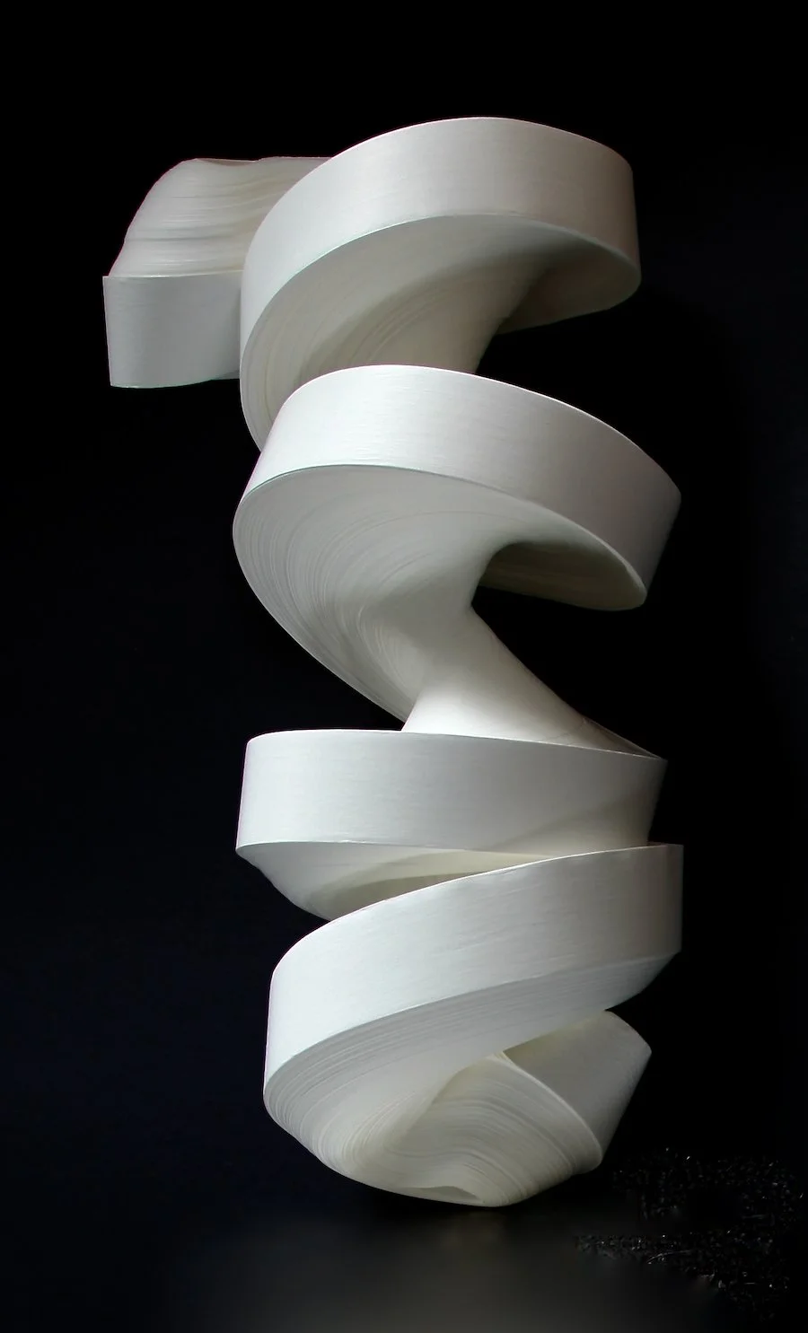 White, 50"x14"x9”, Rolled Paper, Pigmented calligraphy ink and Glue