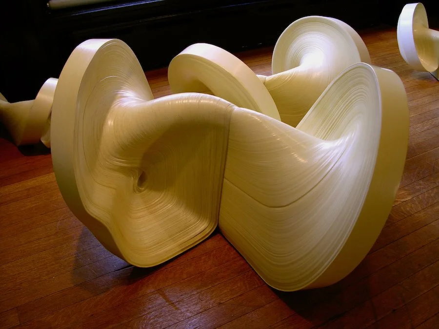 Cream, Rolled paper, colored ink, glue, Dimensions variable