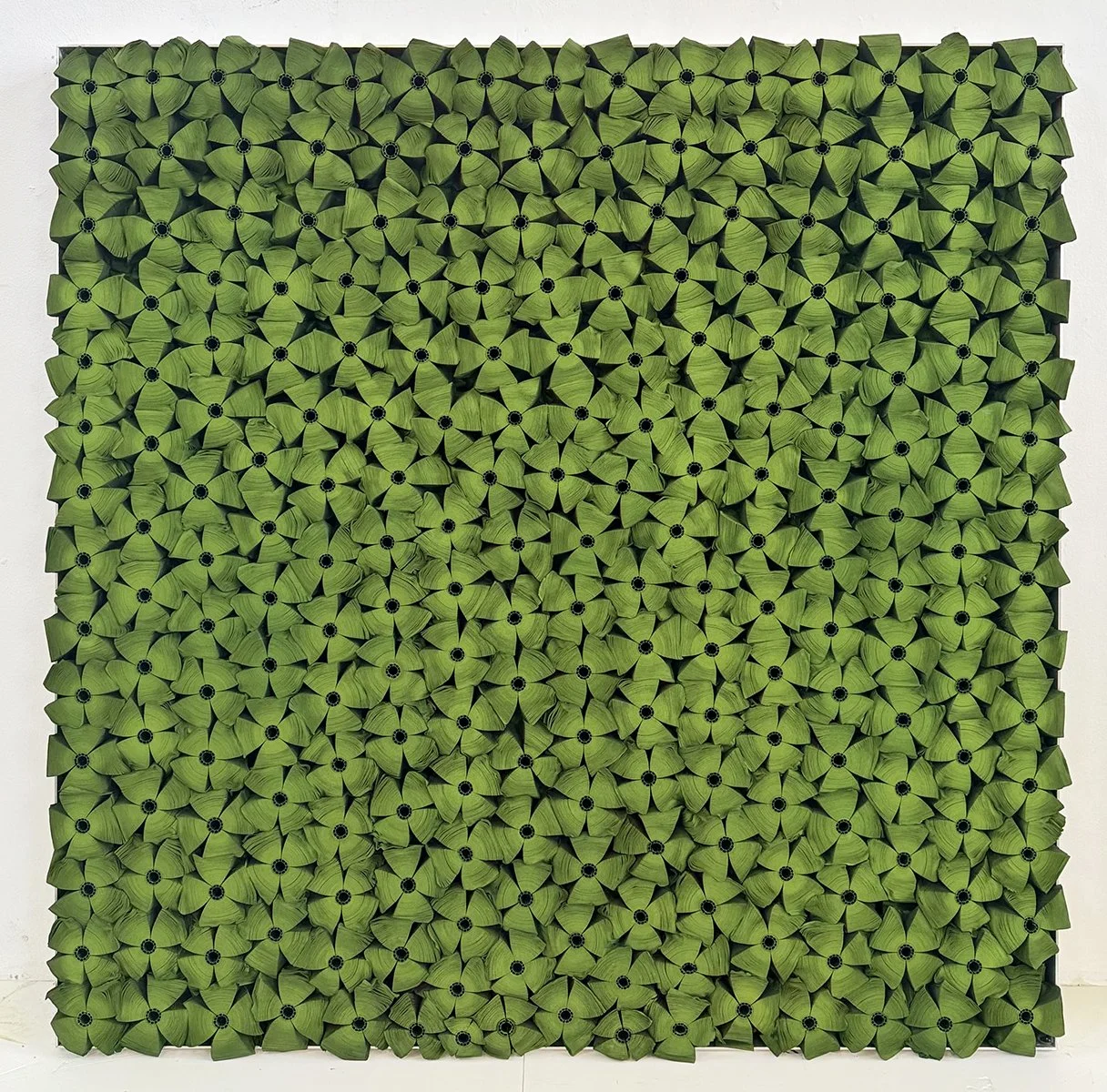 Green  45”x45” x 3", Rolled Paper, Pigmented ink and Glue in Steel frame