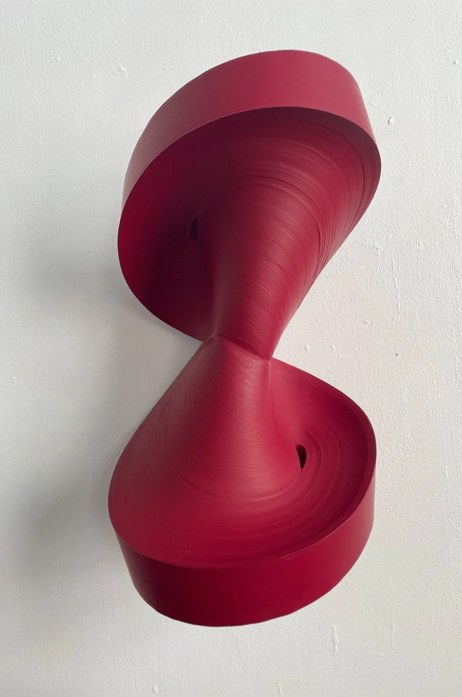 Red, 17”x11.5”x9”, Rolled Paper, Pigmented calligraphy ink and Glue