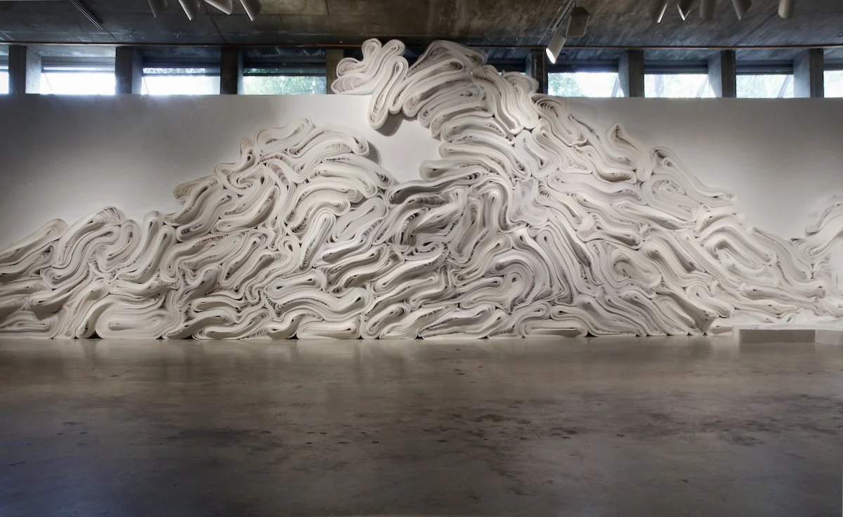 Force of Nature: Shiro, 2015-Present, Recycled craft paper rolls, Site-Specific Installation, Dimensions Variable