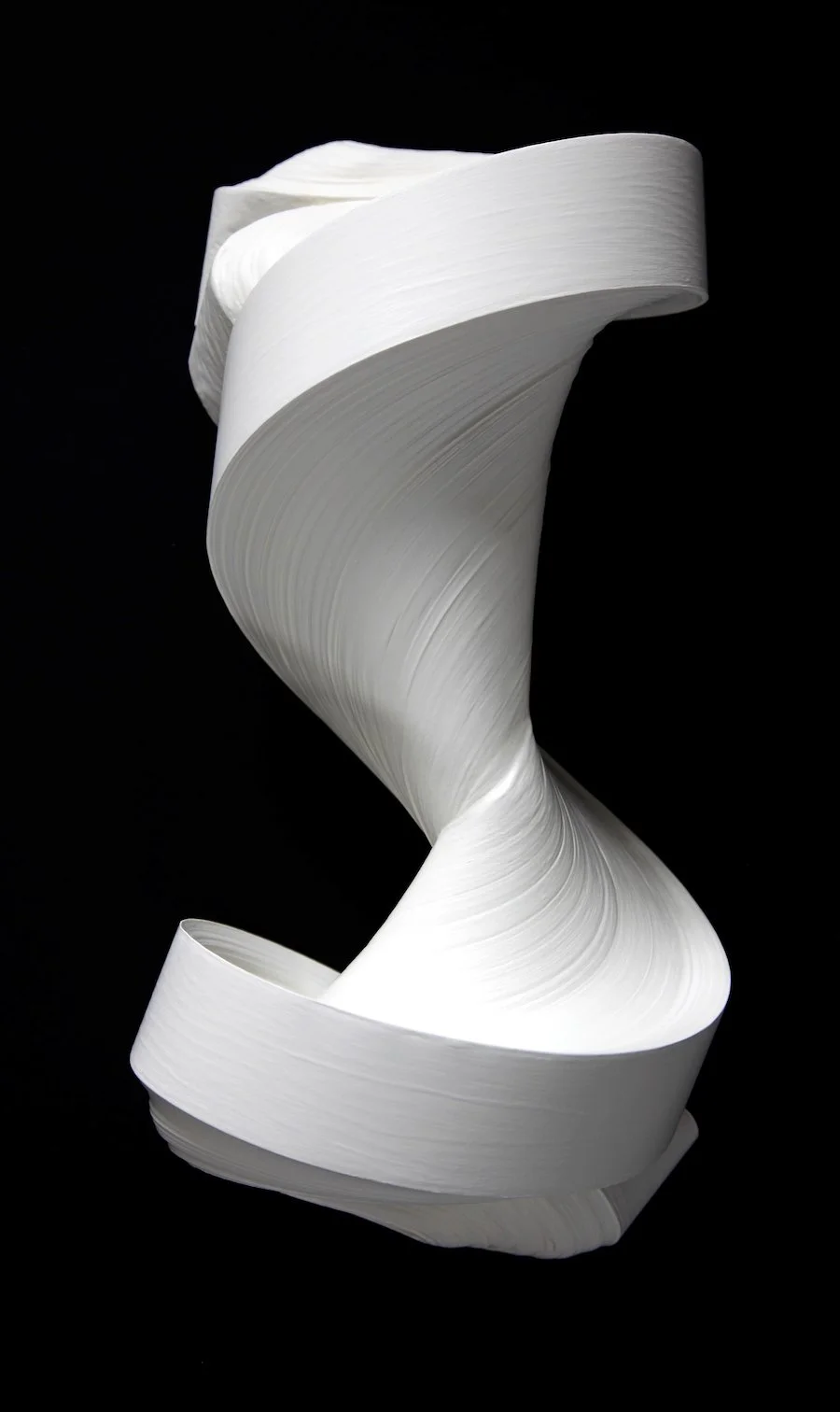 White, 50"x14"x9”, Rolled Paper, Pigmented calligraphy ink and Glue