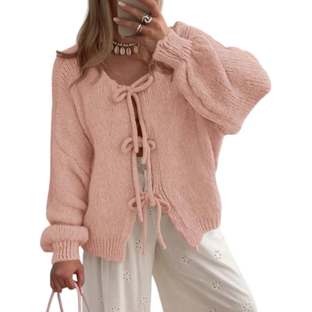 PRETTYGARDEN Women's Tie Front Bow Cardigan.jpg