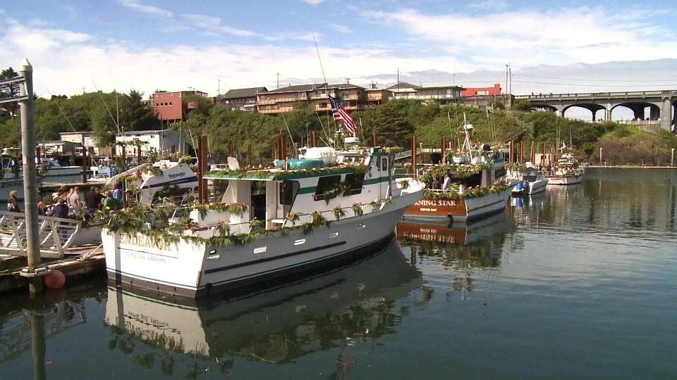 Fleet of flowers in Depoe Bay, Oregon
