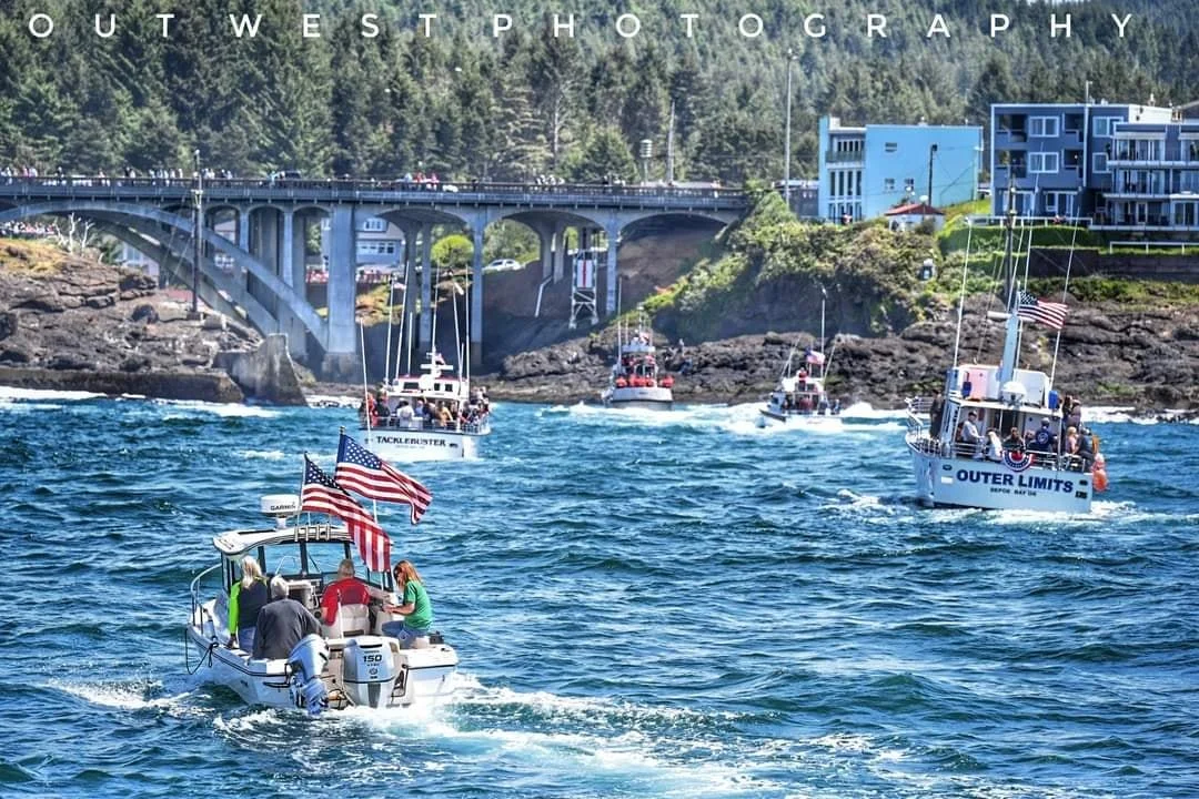 Fleet of flowers in Depoe Bay, Oregon