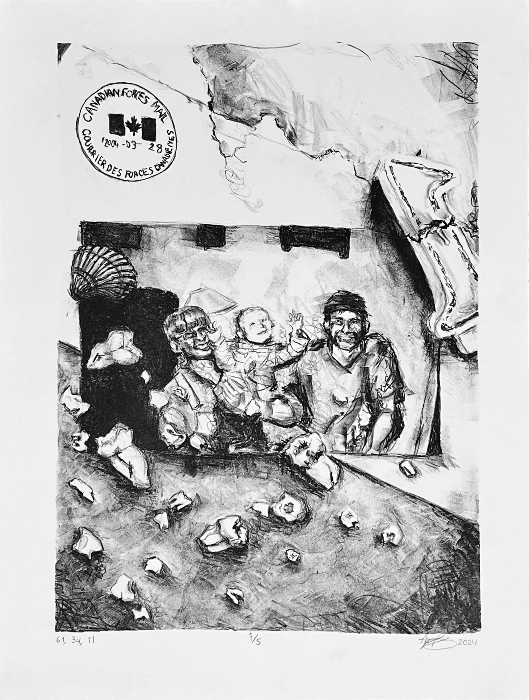 61, 34, 11, 25 x 19", Lithograph, 2024