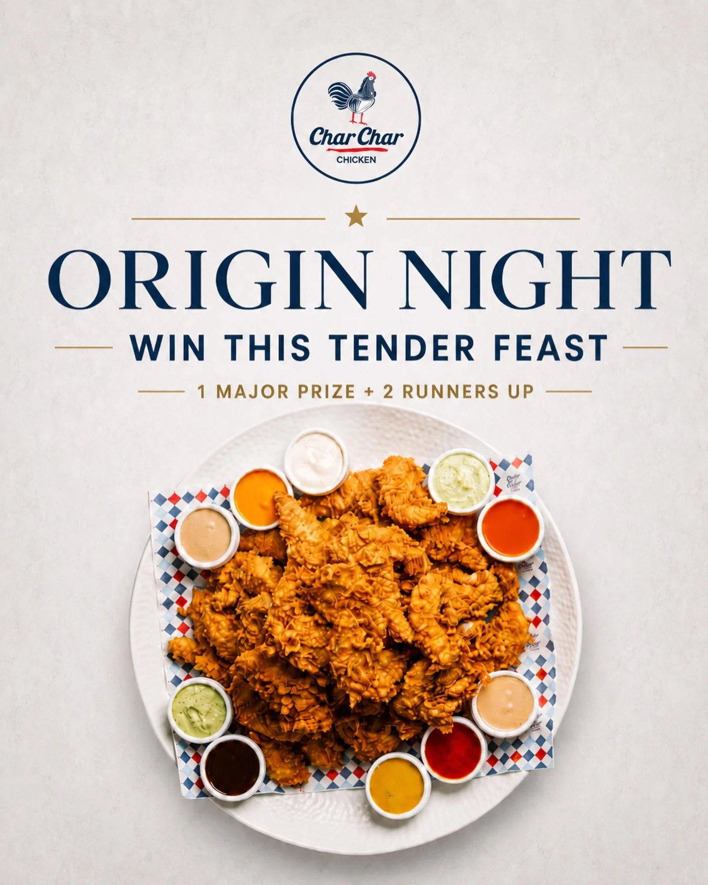 ORIGIN NIGHT GIVEAWAY 🔥

State of Origin is 6 days away&hellip; and we&rsquo;re feeding the crew.

🏆 MAJOR PRIZE
1 x 50 Piece Tender Feast
Includes 10 sauces
Valued at $158

🥈 2 x RUNNER-UP PRIZES
15 Piece Tender Feast
Includes 3 sauces
Valued at 