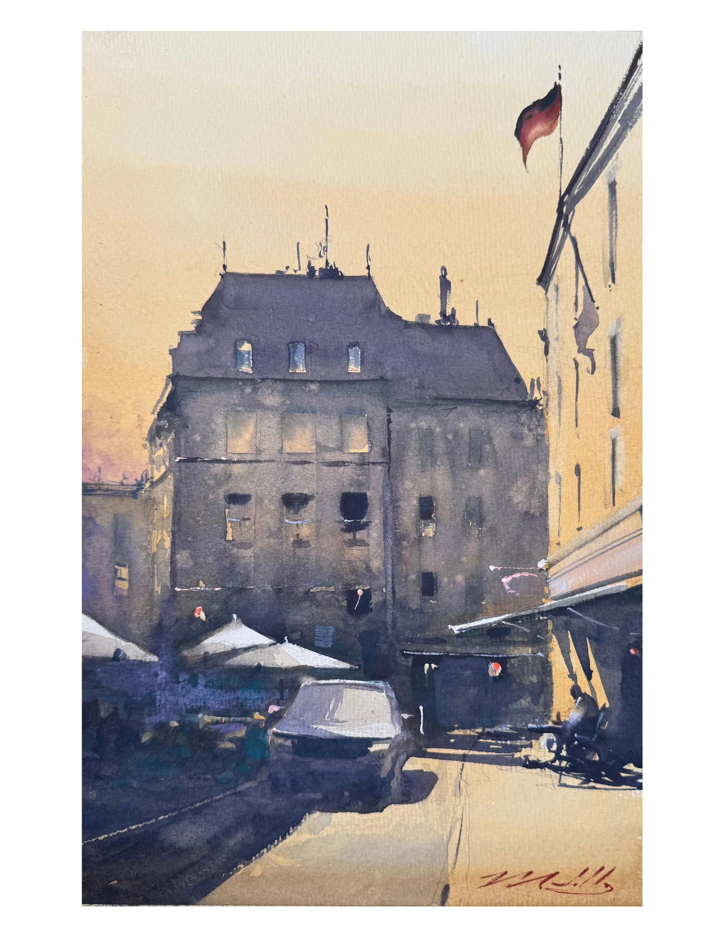 Passau Evening Watercolor