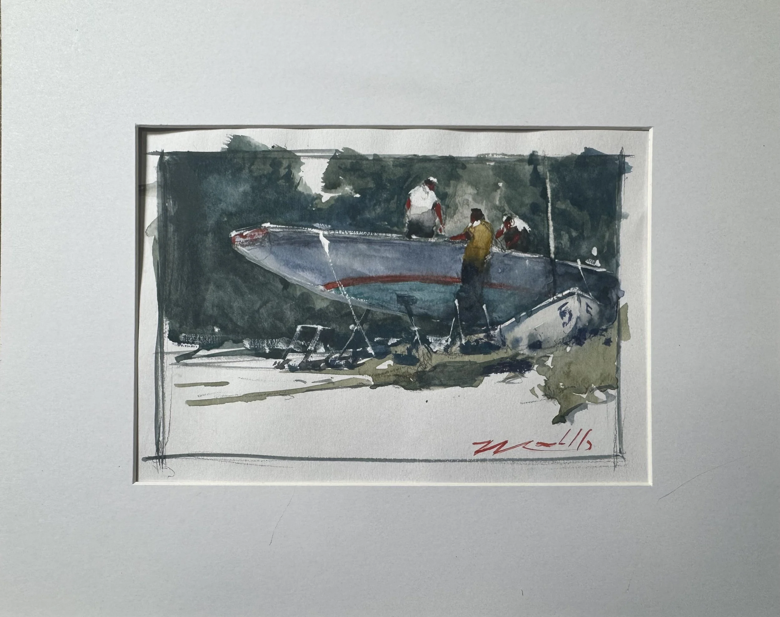 Boatyard Watercolor Sketch