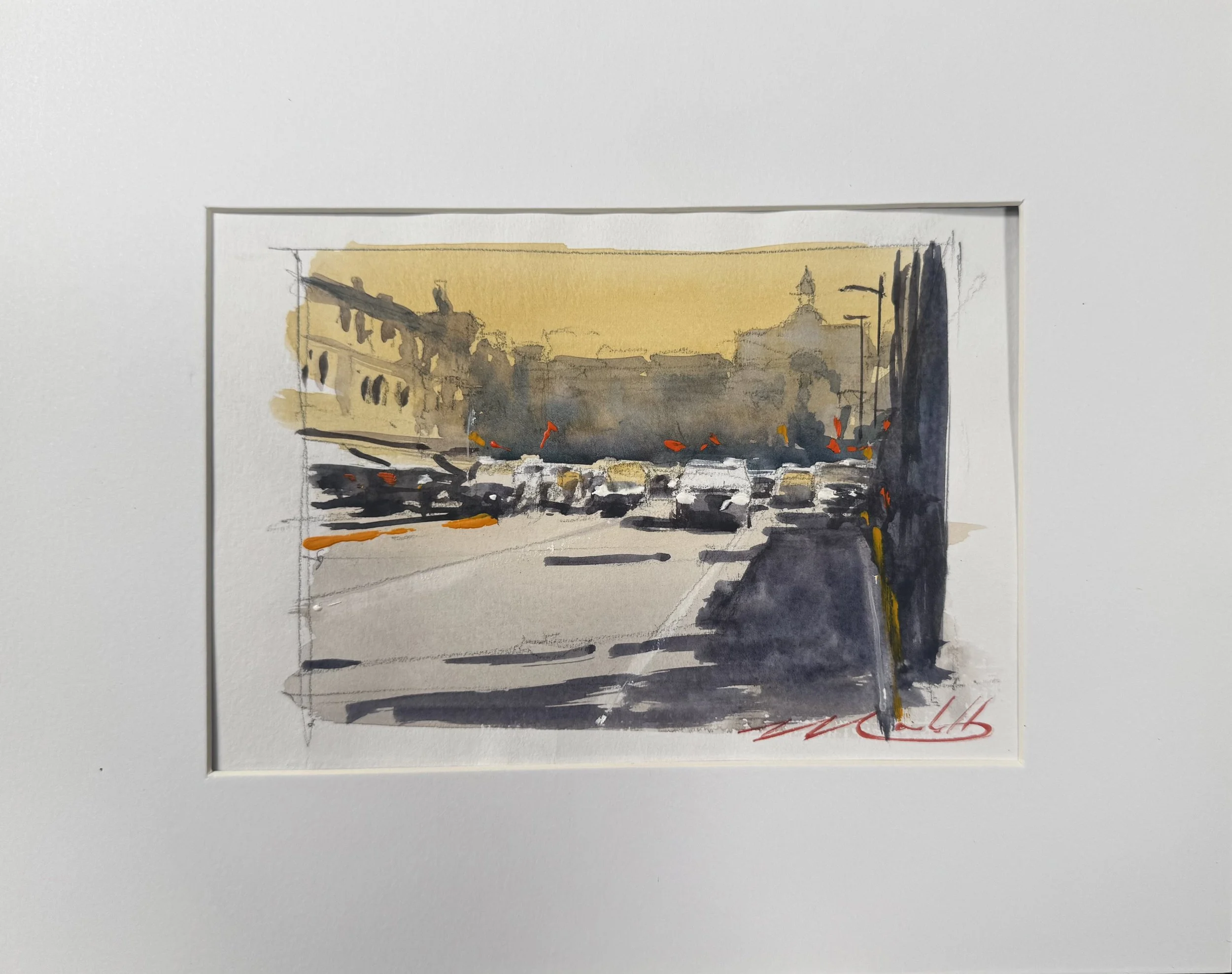 Littleton Street Scene Watercolor Sketch