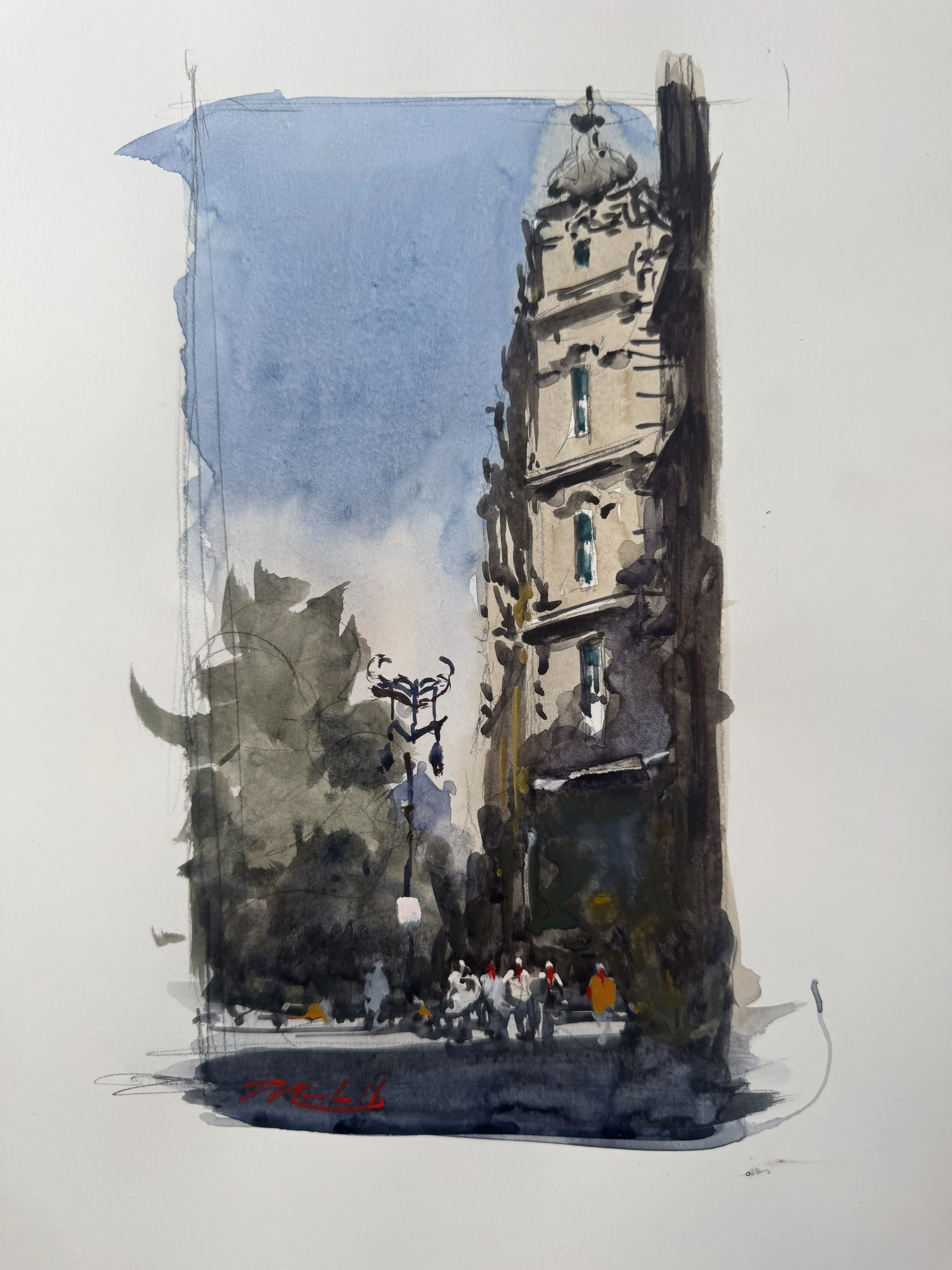 Budapest Corner Watercolor Sketch
