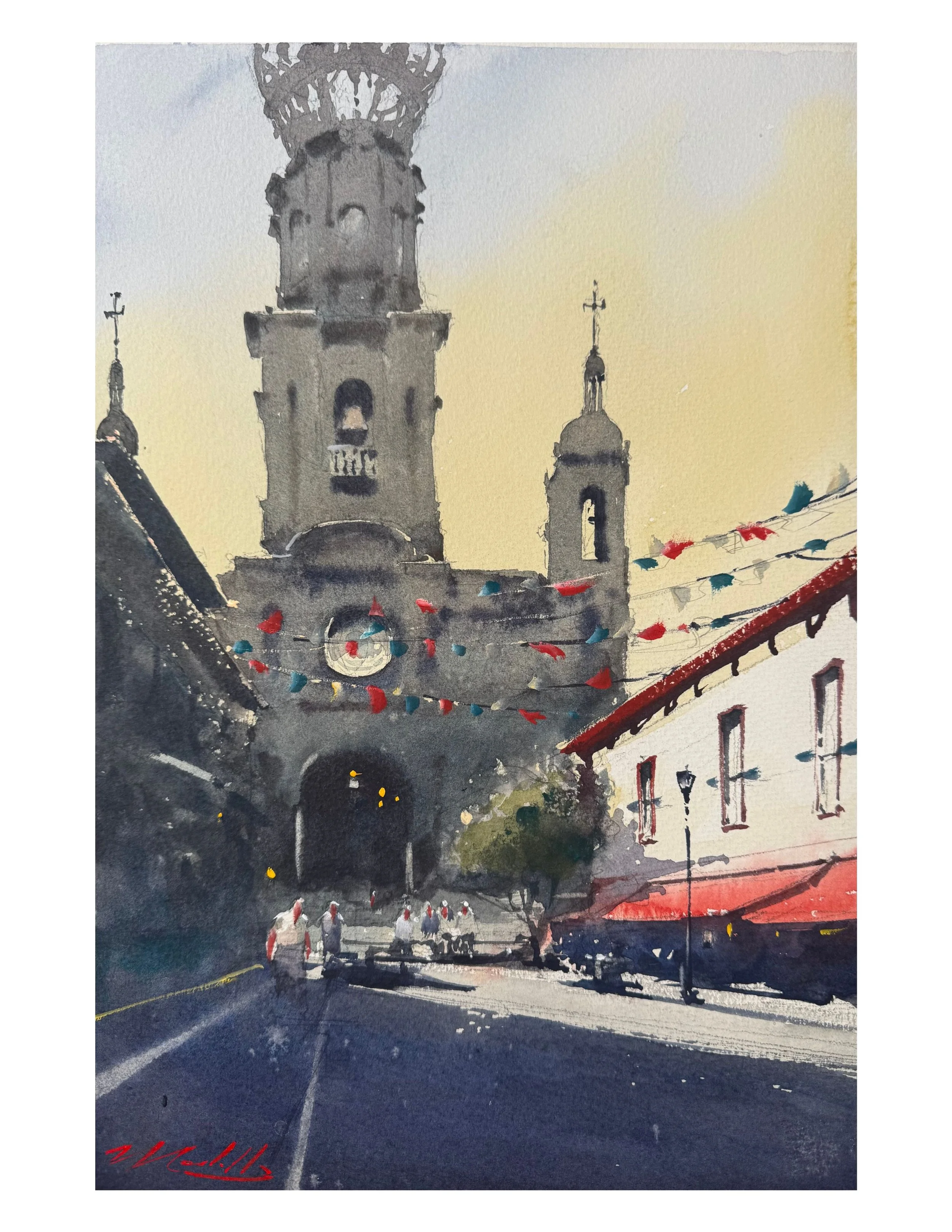 Parroquia de Nuestra Señora de Guadalupe Watercolor Art