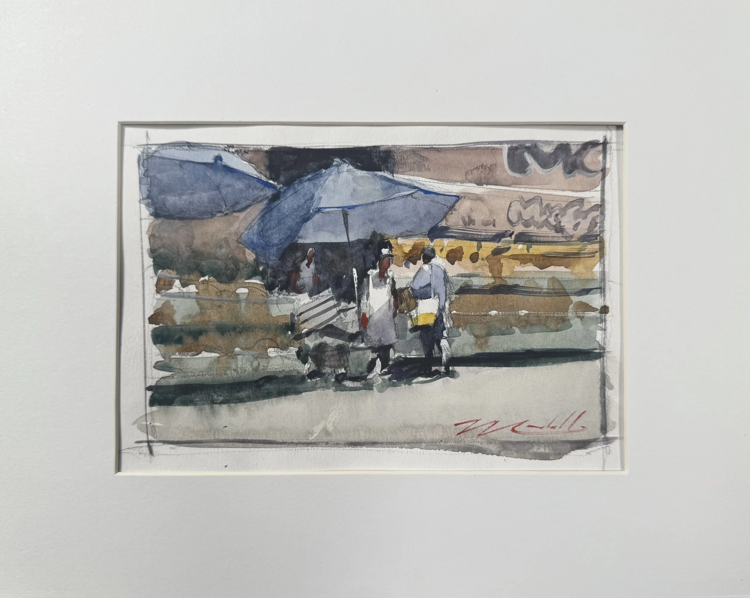 Market Scene  Watercolor Sketch