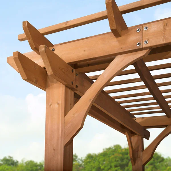 Cedar beam and corner support detail of Backyard Discovery Beaumont pergola