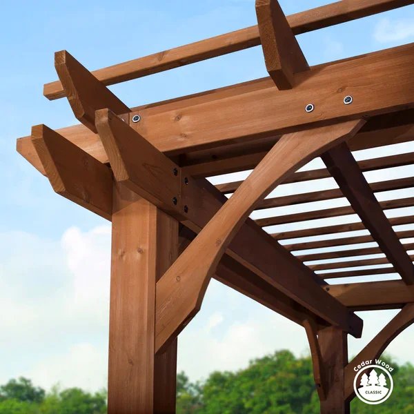 Backyard Discovery Beaumont pergola cedar beam corner support detail