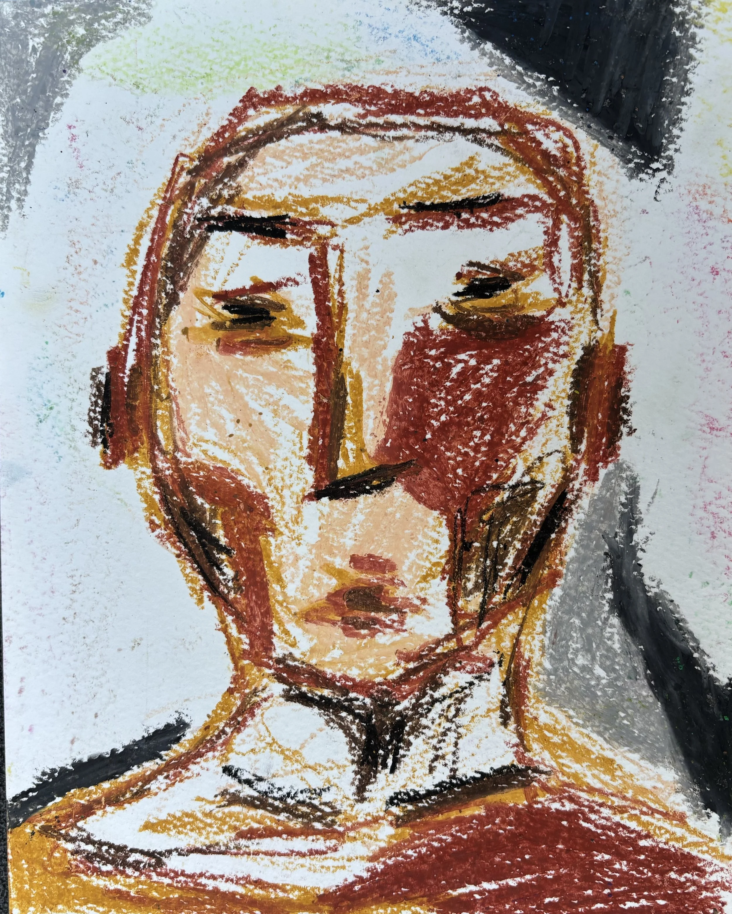 UNTITLED 2, 2025. Oil pastels, 6 x 7.5 inches.