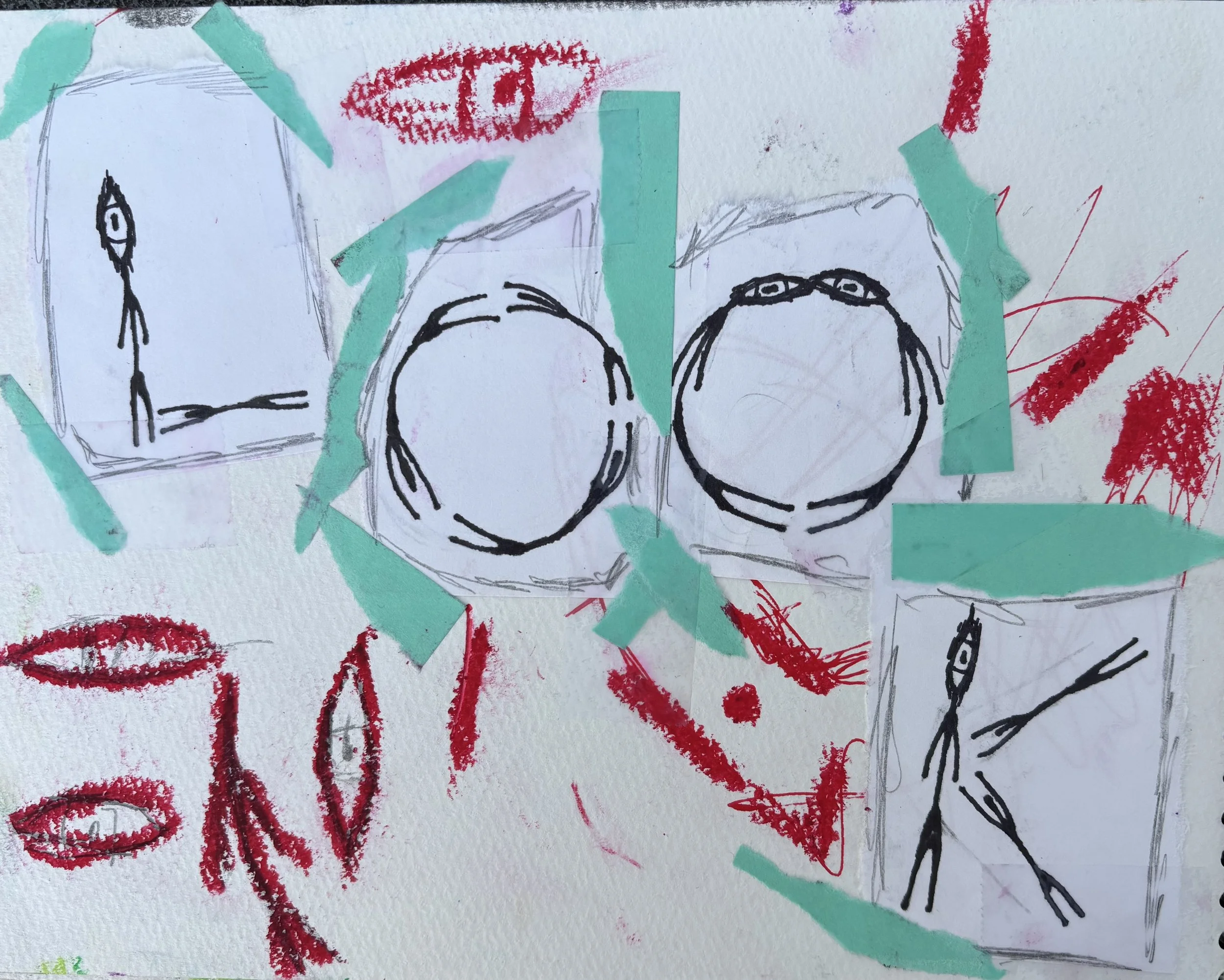 LOOK 3, 2025. Mixed media, 6 x 7.5 inches.