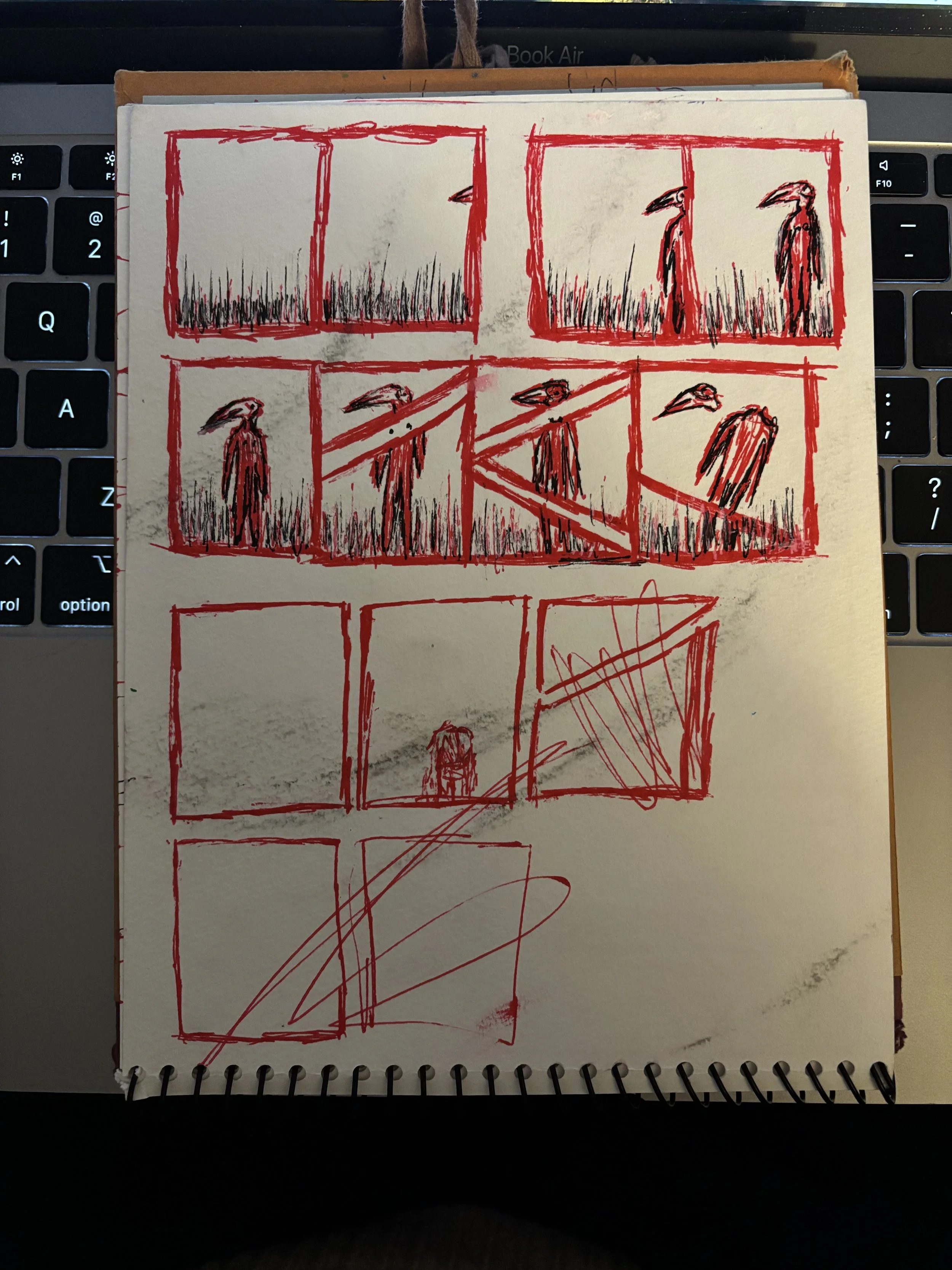 BIRDMAN, 2025. Ink, 6 x 7.5 inches.