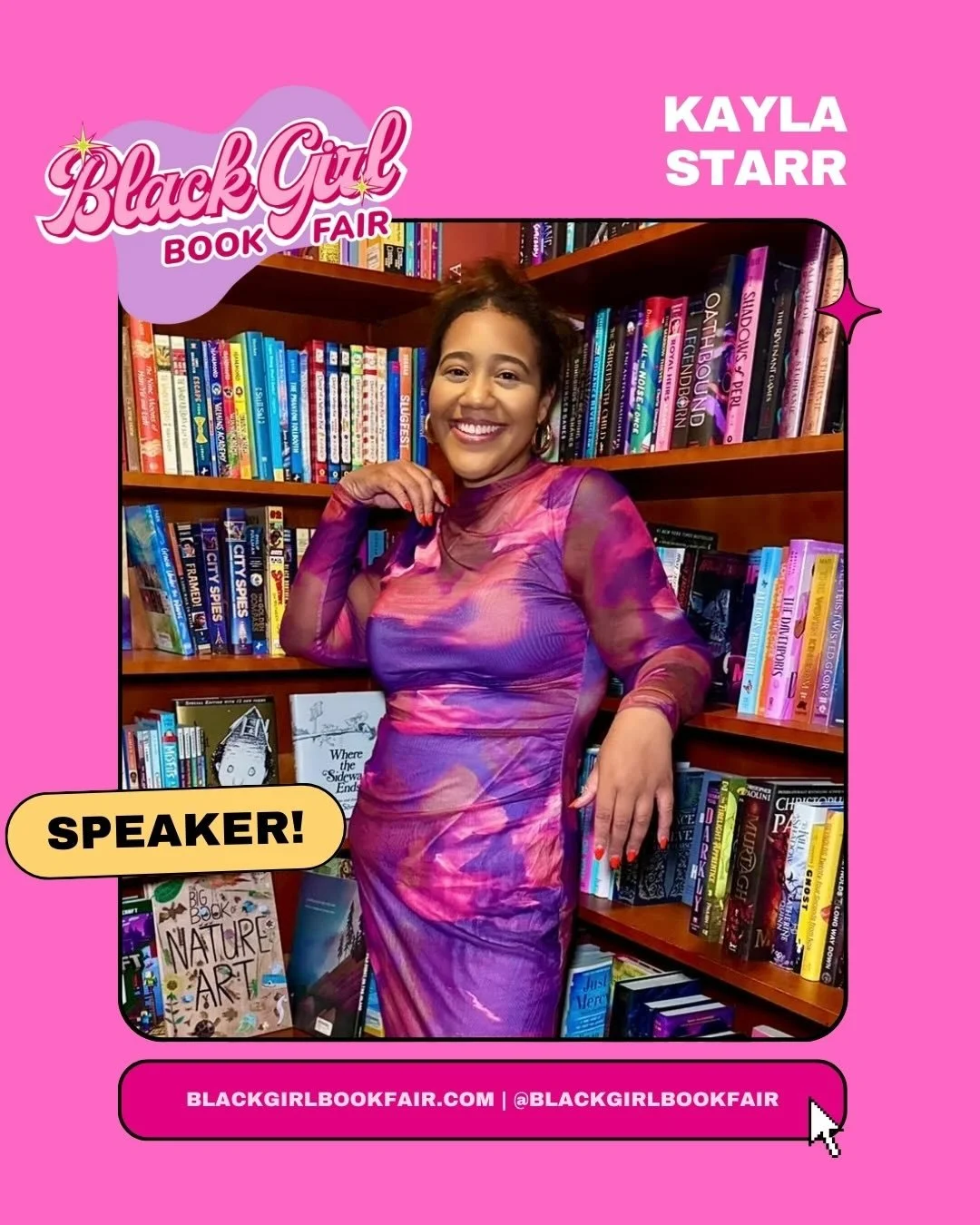 Who&rsquo;s that girl? @itskaylastarr - founder of @blackgirlbookfest is THAT GIRL! She&rsquo;ll be joining us on April 25th during our IG live panels chatting all things community building and bookish event planning along with @moonies_club! Get to 
