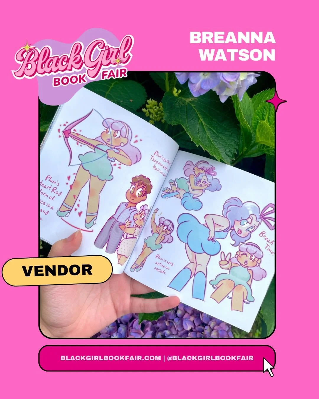 ⭐️Vendor alert!⭐️ the enchanting @bre_draws will be bringing her magical art books and stickers (perfect for your zine-making needs) to the Black Girl Book Fair on April 25th! Check her out, follow and support, and grab your free tickets&mdash;link i